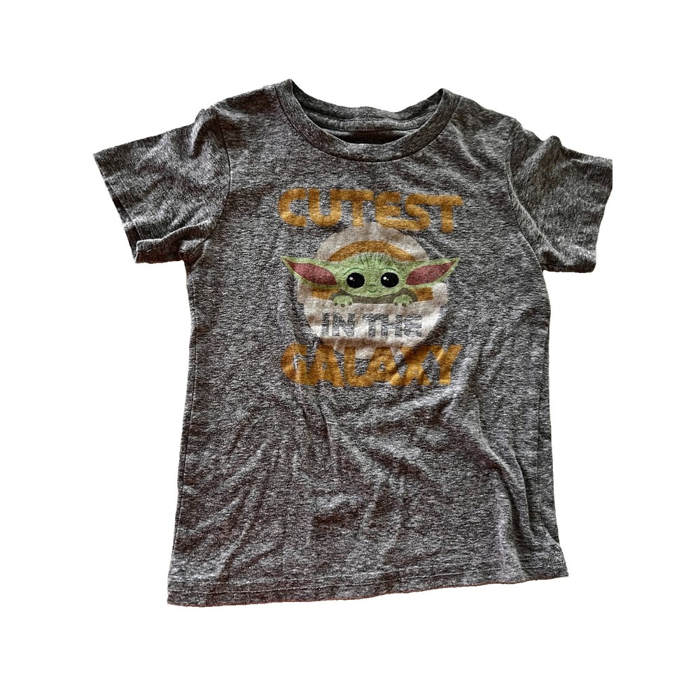 Star Wars Grogu Baby Yoda Cutest In The Galaxy Toddler 4T Gray Graphic T-Shirt